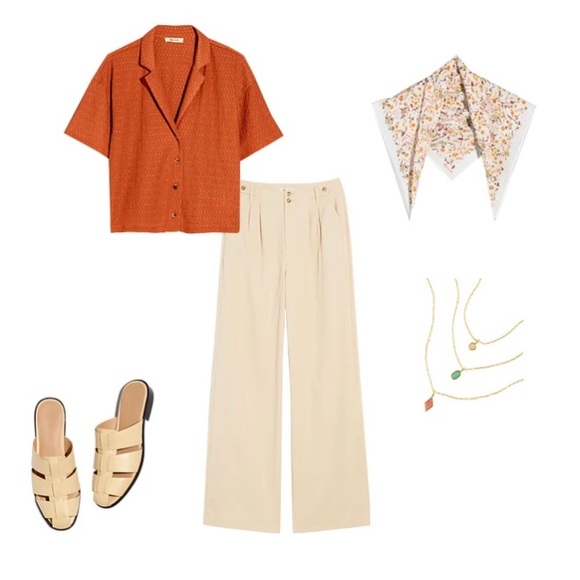 NEW MADEWELL- Crinkle-Knit Button-Front Top - Picture 5 of 7